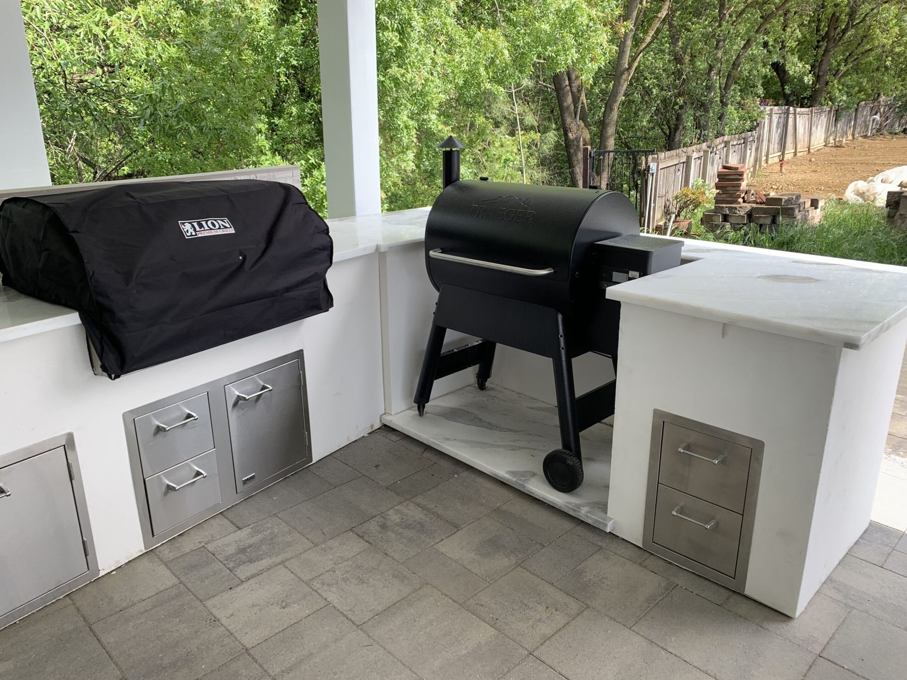 Custom covered outdoor kitchen built by Just BBQ Grills