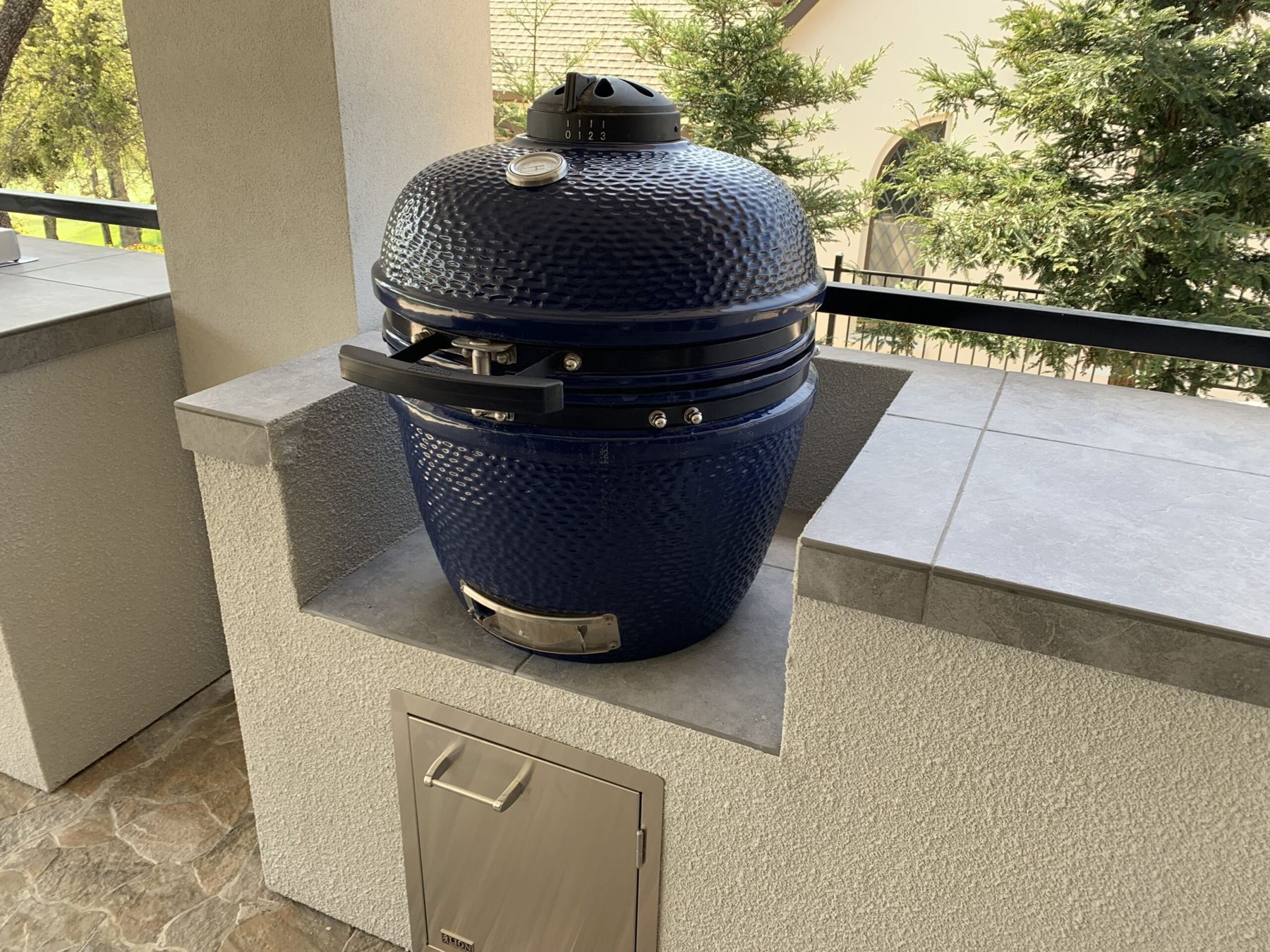 Custom covered outdoor kitchen built by Just BBQ Grills