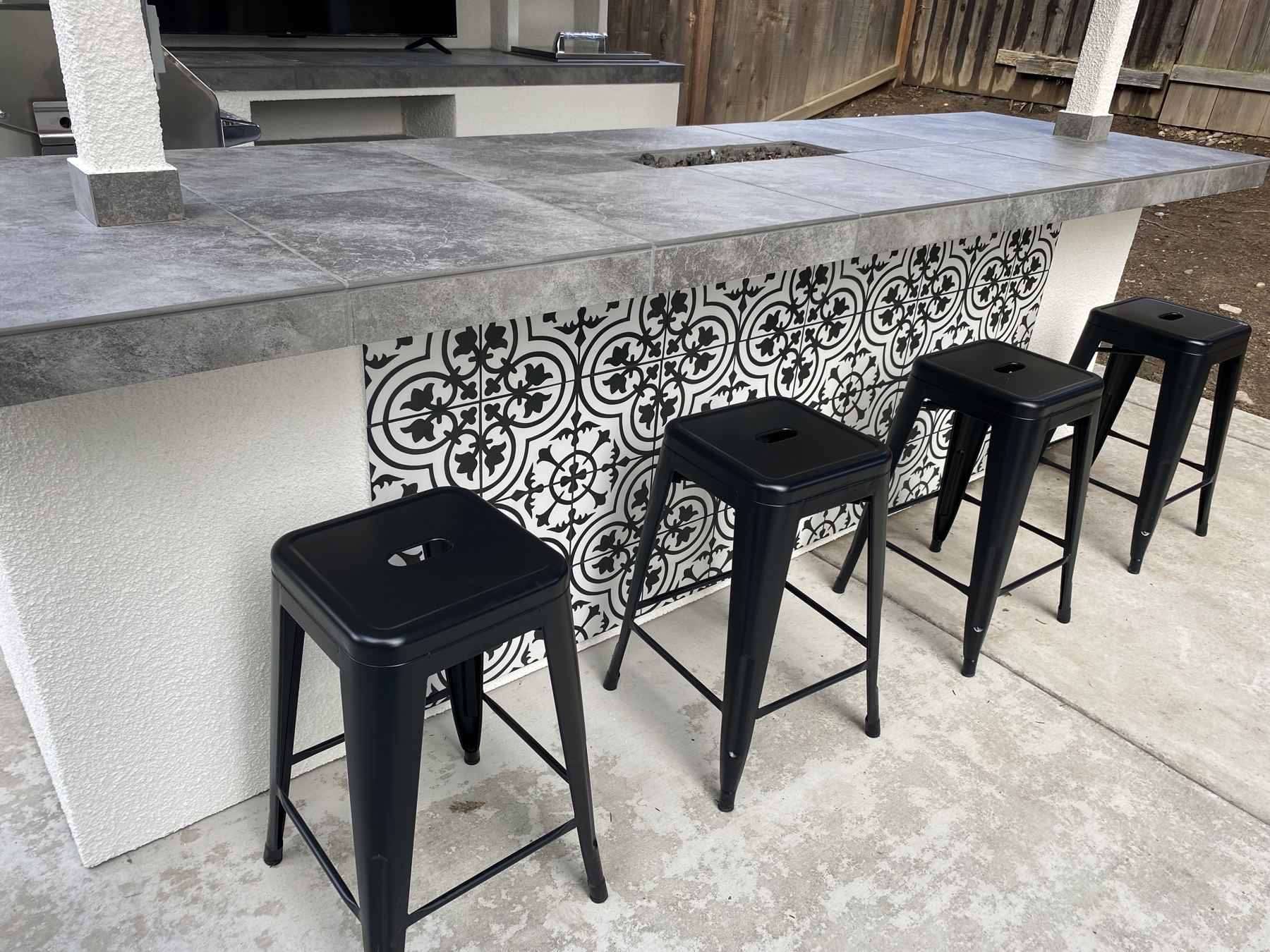 Covered outdoor kitchen built by Just BBQ Grills