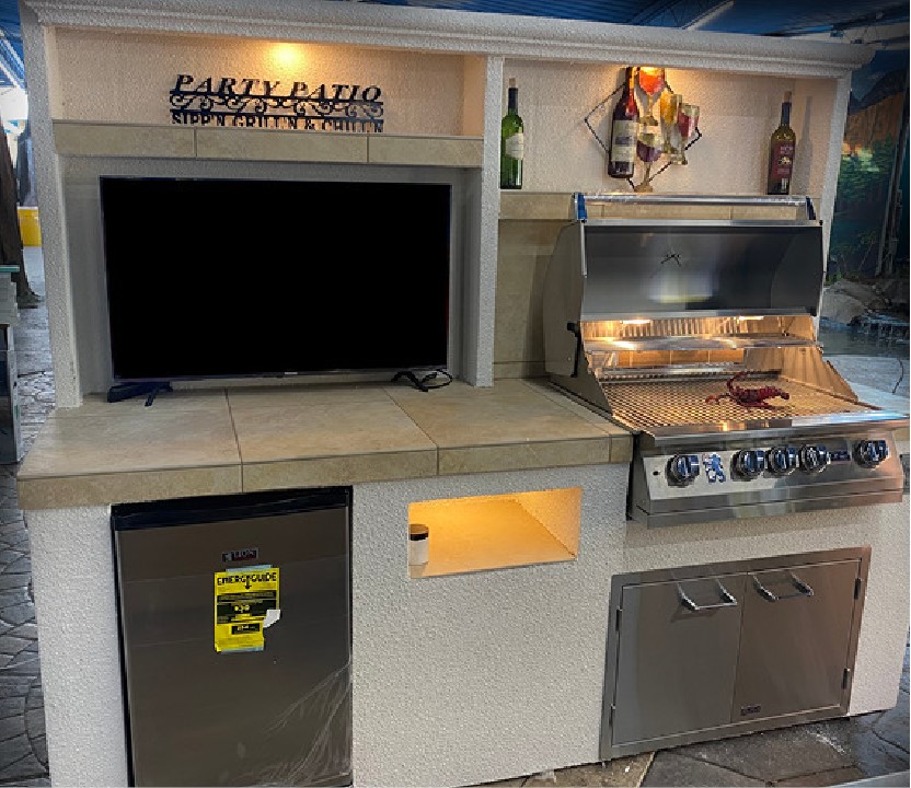 TV / Grill Wall Bar, a Just BBQ Grills built-to-order outdoor kitchen